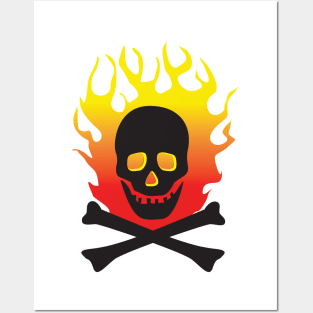 Burning Skull with Crossbones Insignia Posters and Art